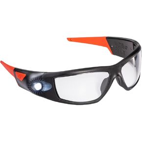 CoastSPG500 Rechargeable Lighted LED SafetyGlasses,Bulls-Eye Spot Beam,ANSI Z87Standards, 2Scratch Resistant Lenses (Clear,Yellow) Included, UVProtection, Protective Carrying Case Included (Black/Red)