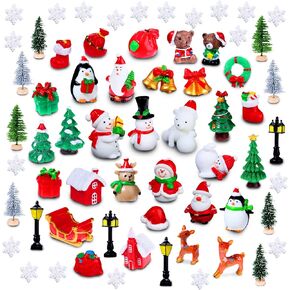 Sawysine 64 Pcs Christmas Miniatures Figurines Santa Xmas Garden Miniature Ornaments Kit Snowman Christmas Fairy Resin Ornaments Pine Tree for Christmas Garden Accessories(Gingerbread Man) in Kuwait