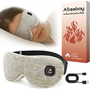 قناع العين المسخن اللاسلكي للعيون الجافة، ضغط العين الدافئ لتخفيف إجهاد العين، وسادة تدفئة العين قابلة للغسل، قناع العين الكهربائي الدافئ لهدايا النوم للرجال والنساء (أزرق رمادي) in Kuwait