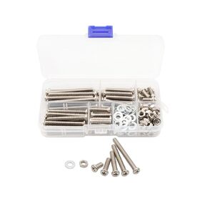 LBY 160pcs M5 Machine Screws(Truss Head), Phillips Pan Head Bolts Nuts Flat Washers, Carbon Steel (Nickel Plated), Silver