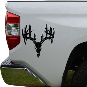Rosie Decals Deer Buck Antlers Skull Hunting Die Cut Vinyl Decal Sticker For Car Truck Motorcycle Window Bumper Wall Decor Size- [8 inch/20 cm] Tall Color- Matte Black