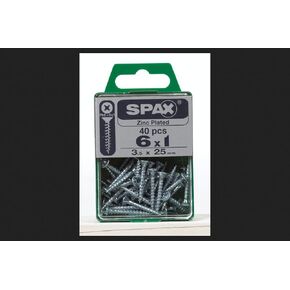 SPAX Multi-Material Screw No. 6 X 1 Zinc Phillips/Square Multiple Material Thread Flat Head Box 40