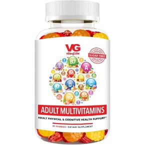 Adult Multivitamin Gummy with Vitamin, Vitamin C, Vitamin D Vitamin E, Niacin, Vitamin B6, Folate, Vitamin B12 Biotin, Pantothenic Acid, Sodium, Inisitol, 120 Count (Pack of 2)