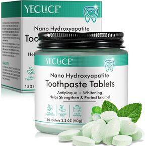 Toothpaste Tablets 150PCS, Fluoride Free Toothpaste Tabs, Antiplaque Whitening Toothpaste Tablets, Sensitive Toothpaste Bites for Kids and Adults, Chewable Toothpaste Tablet, Travel Mouthwash Tablets