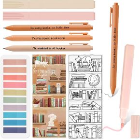 Back to School Gifts for Students Morandi Bible Highlighter Gel Pens Aesthetic Reading List Bookmark and Sticky Notes for Book Lover Note Taking Creative Writing(Green Series)
