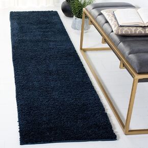SAFAVIEH August Shag Collection Runner Rug - 2' x 8', Navy, Solid Design, Non-Shedding & Easy Care, 1.25-inch Thick Ideal for High Traffic Areas in Living Room, Bedroom (AUG553M)