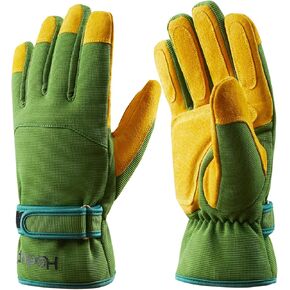 Waterproof Insulated Winter Work Gloves, 3M Thinsulate Thermal Lining Touchscreen Synthetic Leather Cold Weather Gloves,Yellow&black L - Finger Cowhide Reinforced