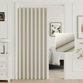 Turquoize Closet Curtain Accordion Door Curtains for Doorways 100% Blackout Magnetic Door Curtain Pleated Sliding Closet Folding Door for Bedroom Living Room Doorway, 1 Panel, W44 x L78, Off White