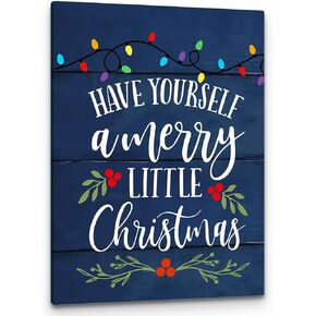 PHAMTE Have Yourself a Merry Little Christmas جدار الفن، عيد الميلاد قماش جدار الفن، ريفي أحمر احتفالي طباعة قماش اللوحة مؤطرة عيد الميلاد جدار الفن المنزل غرفة نوم ديكور غرفة الأطفال (11 × 14 بوصة) (أحمر)
