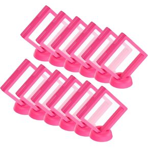 uxcell 12 Pcs 3D Floating Display Case, 2.76 x 2.76 Inch Floating Frame Display Holder Stand, Transparent PE Jewelry Storage Box, White