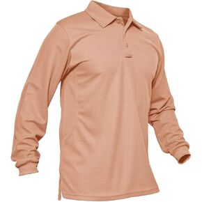 MAGCOMSEN Men's Polo Shirts 3 Button Quick Dry Performance Long Sleeve Tactical Shirts Pique Jersey Golf Shirt