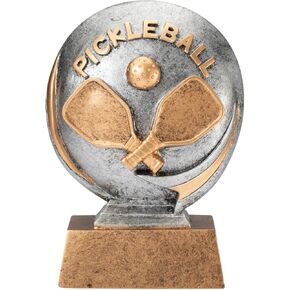 Pickleball Trophy Award 5" Tall with 3 Lines of Personalized Text for Pickleball Champions and participant's.