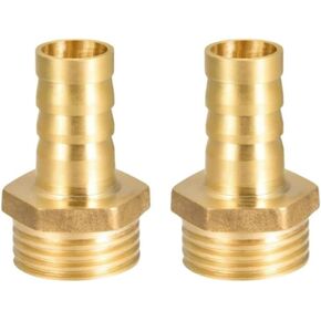 Brass Hose Barb Fitting 2Set, 3/4" Barb x 3/4" NPT Male Pipe Adapter Connector