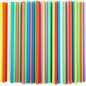 100 Pcs Colorful Plastic Straws, Disposable Drinking Straws, 8.26" Long and 0.23'' Diameter