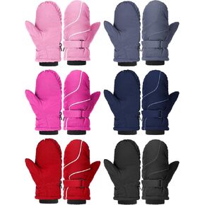 SATINIOR 6 Pair Kids Winter Snow Mittens Waterproof Toddler Ski Gloves for Children Outddor Activities(Lovely Style,3-6 Years)