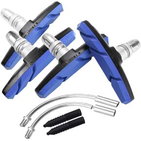 Bike Brake Pads Brake Kit Brake Shoes Pads Cable Guide Protector 8 in One 70mm Bicycle V-Brake Pad Set Work with All Shimano Sram MTB V-Brake System 2pairs(4pcs) - Blue