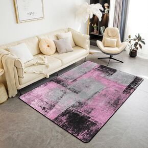 Erosebridal Pink and Grey Area Rug 5x7 for Living Room Pink Gray Black Watercolor Ombre Tie Dyed Rug for Girls Women Grunge Abstract Area Rugs Hippie Oil Painting Indoor Floor Mat Non Slip