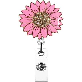 Funny Cute Nurse Badge Reel Retractable Name Tag ID Clip Retractable Badge Holder for Medical Assistant Pharmacy Nursing Student Hospital Work Bulk Gifts Office (Yellow Sunflower)