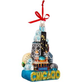 Kurt Adler Chicago Glass Ornament, 5-Inch
