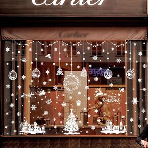 ملصقات نافذة عيد الميلاد PVC 2024 - ملصقات نافذة عيد الميلاد ساتا كلوز الثلجية، شارات عيد الميلاد للمنزل والمتجر لتزيين عيد الميلاد (20 × 30 سم × 9 أوراق، 002) in Kuwait