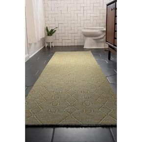 Machine Washable & Non Slip Backing 2x8 Runner Rug for Hallway, Walkway, Entryway or Kitchen | 70% Cotton, Gold 2'3'' x 7'7''