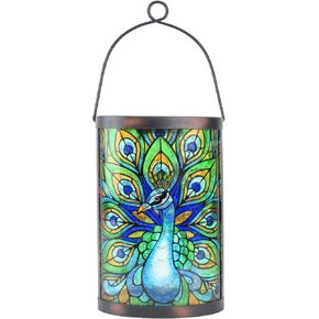 Hanging Solar Lantern Outdoor Waterproof LED Solar Lights Peacock Decorative Solar Lanterns Tabletop Lamp for Outdoor Patio Garden Yard Decor