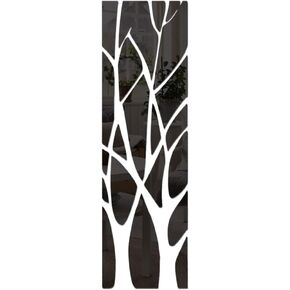 Family Tree Wall Decor Mirror Wall Art 3D DIY Acrylic Decorative Mirror Wall Stickers Tree Branch Decals for Living Room Bedroom Kitchen The Home Modern Decorations 135x37cm (Silver)