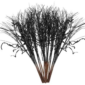 Christmas Glitter Curly Tree Picks Wispy Willow Stem Glittered Twigs Decor Wreath Garland Floral Arrangement Glitter Stems for Xmas Tree Decor(Gold,24 Pcs)