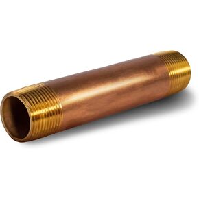 Everflow Supplies NPBR1260 6" Long Brass Nipple Pipe Fitting with 1/2" Nominal Diameter and NPT Ends