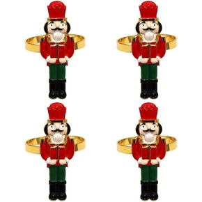EXCEART 4Pcs napkins decor christmas style napkin buckle nutcracker shaped napkin ring napkin holders nutcracker