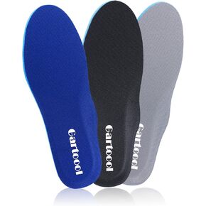 3 Pairs Sockless Shoe Insoles Odorless Insoles for Men Women Washable Insole Soft & Trimmable Inserts Low Arch Support