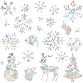 41PCS Christmas Snowflake Window Clings Anti-Collision Clings to Save Birds Winter Decoration for Christmas New Year Frozen Theme Party