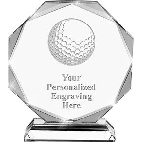 8 3/4" Golf Ball Award, Custom Engraved Golf Ball Crystal Trophy, Golf Ball Presentation Trophy, Engraving Included Prime