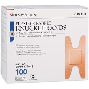 Sterile Fabric Knuckle Adhesive Bandages - First Aid Finger Bandages, Wound Care Bandages- Individual Wrapped- 1.5''x3'' 100/Bx