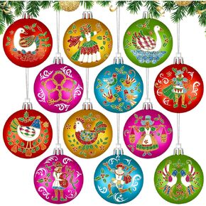 24 Pcs Christmas Ornaments Retro Plastic Christmas Tree Ornaments Christmas Tree Decorations 2.36 Inch Xmas Vintage Hanging Ornaments for Xmas Party Supplies