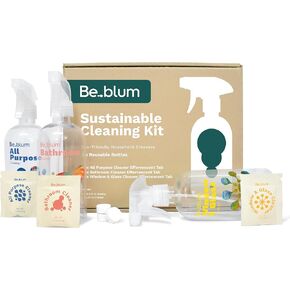 Eco-friendly Cleaning Kit (3 Reusable Spray Bottles + 3 Tablets) All Purpose, Bathroom, Window and Glass Cleaner, Non-Toxic, Fragrance-Free