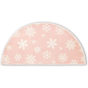 Mingnei Winter Door Mat,Winter Kitchen Mat Rug,Christmas Rugs,Christmas Kitchen Bathroom Girls Woman Room Mats Rugs,Holiday Snow Pink Christmas Snowflake Faux Cashmere Doormat 28 x 16 Door Mat