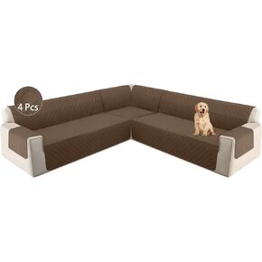 HDCAXKJ L Shape Couch Cover Sectional Sofa Cover 4 Pcs Corner Sectional Sofa Slipcovers Sets for Pets Dogs Washable Non Slip U Shaped Furniture Protector for Sectional Sofa (Dark Gray, Large) in Saudi Arabia