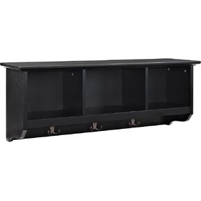Crosley Furniture Brennan Entryway Storage Wall Shelf, with Coat Rack Hooks for Hanging, Vintage Mahogany