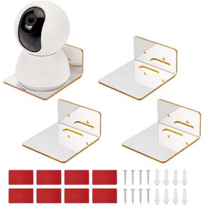 PH PandaHall 4 Sets Acrylic Floating Shelves Wall Mounted Display Golden Wall Shelves Small Shelf Display Hanging Shelves for Livingroom Bedroom Camera Router Collectibles 3.4x3.1x1.6 Inch