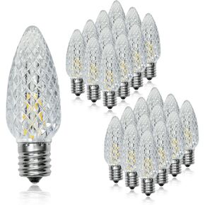 50 Pack C9 Led Replacement Christmas Light Bulb, 0.6W C9 Shatterproof Led Bulbs for Christmas String Light, E17 Intermediate Base, Commercial Grade Light Bulbs, Warm White 2700K
