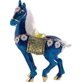 Horse Tabletop Ornament with Rhinestones Vintage-Style Decorative Horse Figurine Jewelry Box Great for Christmas Birtday Camel Color