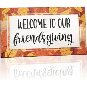 Friendsgiving Decorations, Welcome to Our Friendsgiving Sign, Rustic Wooden Decor for Thanksgiving and Fall, Gift for Friends and Family, Made in USA
