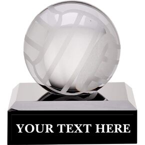 Crown Awards Crystal Volleyball Trophies, 3" Mini Crystal Volleyball Pedestal Trophy, Great Volleyball Coach Gifts Prime