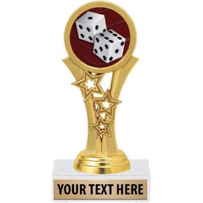 Crown Awards Dice Trophies, 5 1/2" Starbeam Dice Trophy, Engraving Included Prime