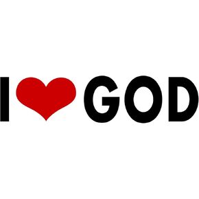 God i Love Heart Sticker Jesus Christian Bible Church Worship Pray Obey Decal Vinyl Bumper DÉCOR CAR Truck Locker Window Wall Notebook (2" Wx8 L, White)