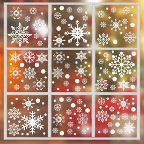 8 Sheets Christmas Snowflake Window Clings Stickers for Glass, Double Sided Snowflake Window Clings Xmas Snow Window Static Stickers Decorations Decals for Holiday Winter Xmas Party Supplies