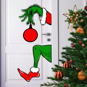 Christmas Door Sticker Decorations Large Christmas Door Clings Removable Seasonal Window Stickers for Winter Xmas Home Refrigerator Garage Decoration