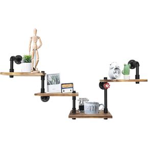 Industrial Pipe Shelves Wall Mounted Rustic Floating Shelves 4 Layer Ladder Hanging Bookshelf DIY Pipe Shelving for Bedroom Office Kitchen in Saudi Arabia