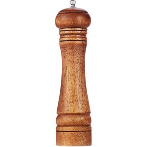 Pepper Grinder Pepper Mill,Adjustable Coarseness Wooden Peppermill, Retro Style Ceramic Grinding Mechanism Salt Mill Refillable(8 Inch)